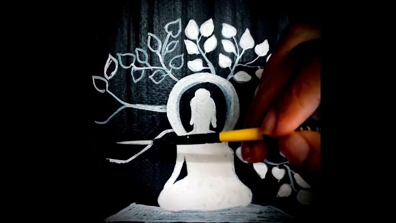 Buddha painting |Simple painting | Beginner painting | Acrylic painting | black and white painting