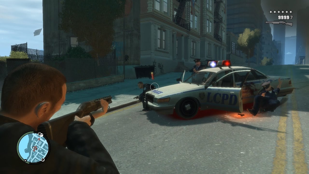 GTA IV Epic 6 Star Wanted Level Police Station Shootout + Escape