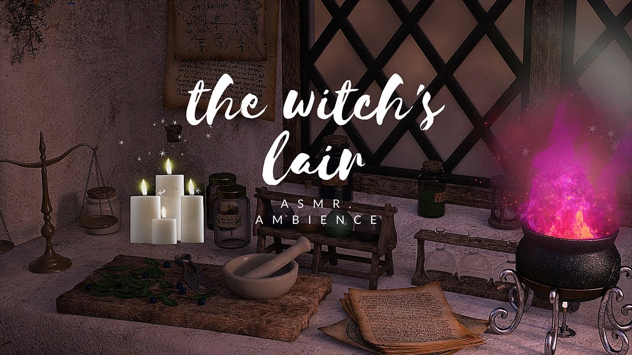 A Witch's Lair Ambience | Bubbling Cauldron, Whispering, Page Turning, ASMR