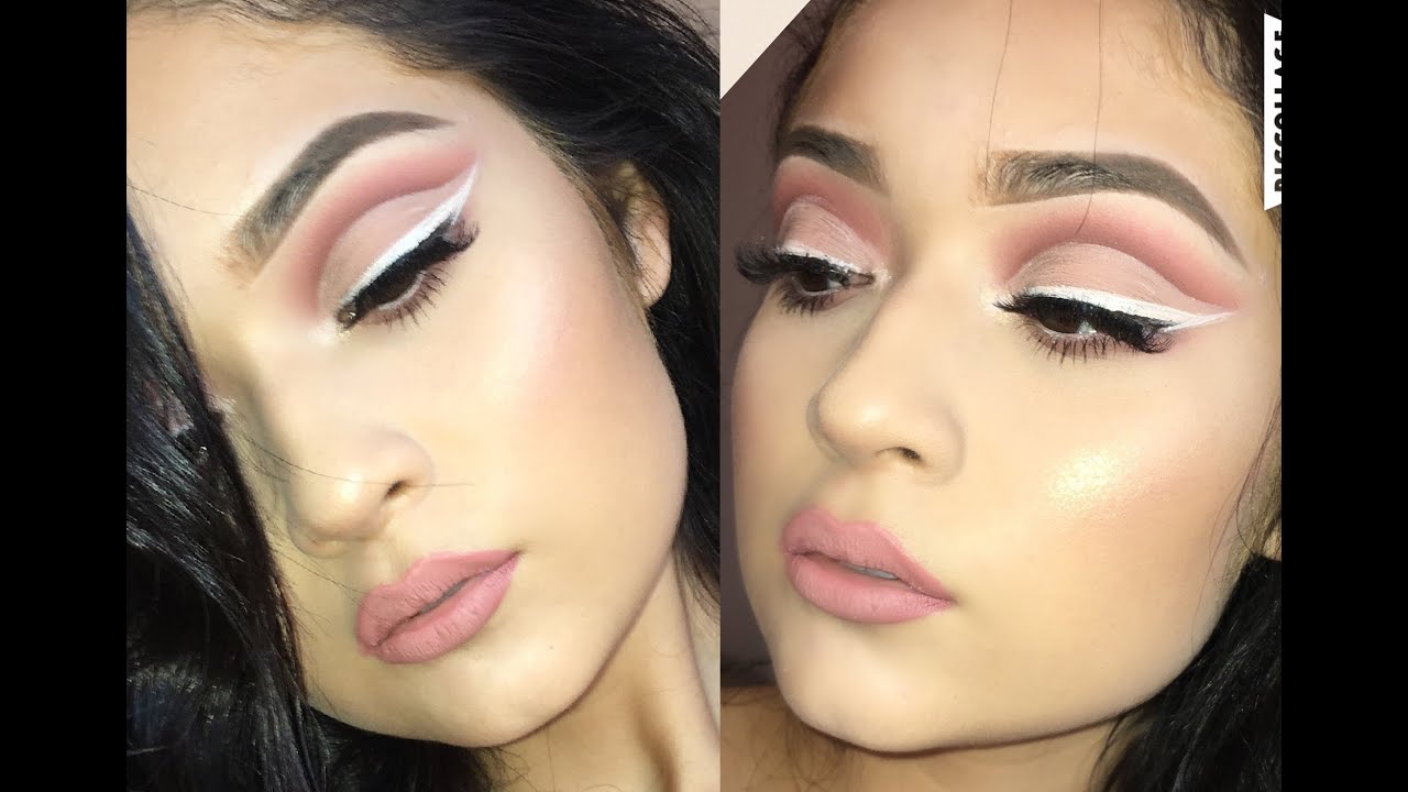 Mauve Pink Cut Crease + White Eyeliner ♡