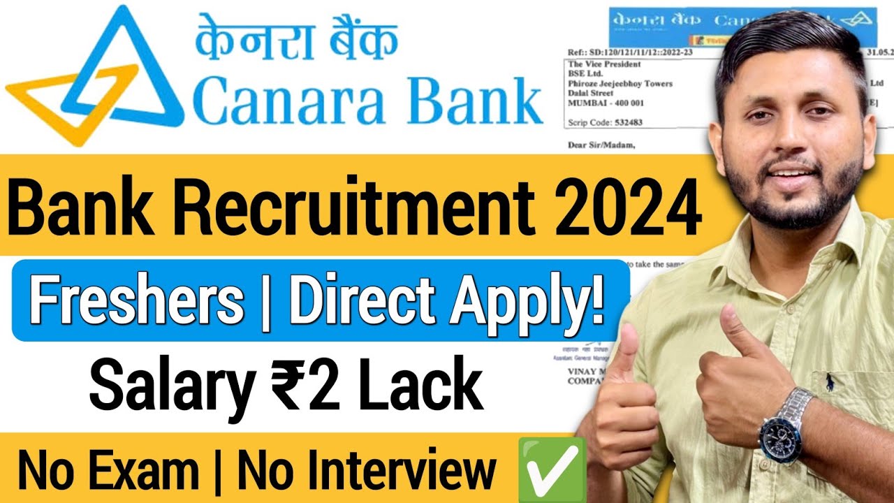 Canara Bank Recruitment 2024 | Freshers | Latest Bank Job Vacancy 2024 | Bank Jobs 2024