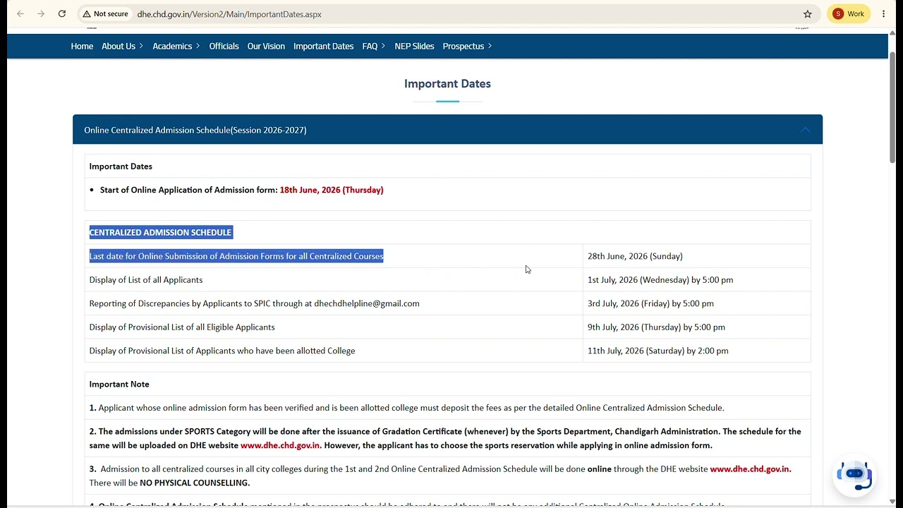 DHE Chandigarh Admission Alert! Chandigarh Colleges admission last date| dont do this mistake...