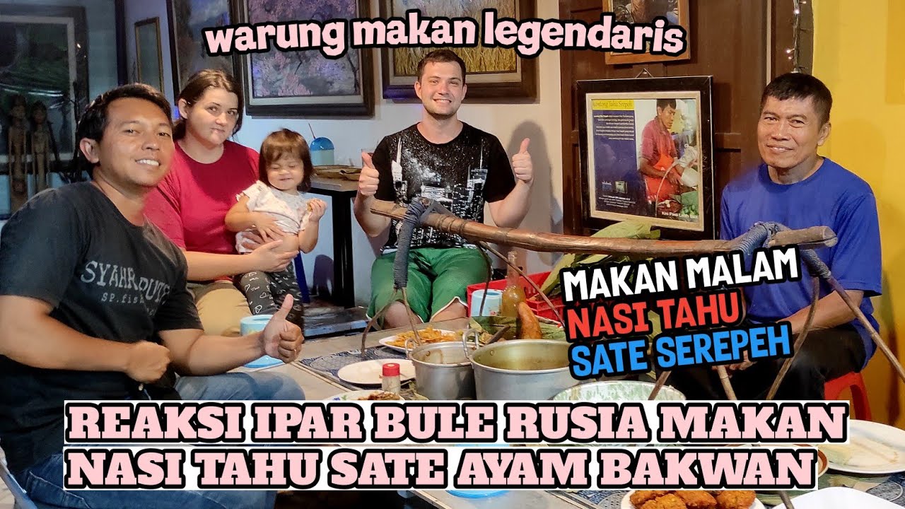 REAKSI BULE RUSIA MAKAN NASI TAHU DAN SATE AYAM || HABIS TAK TERSISA