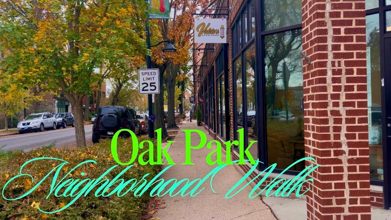[4K] 🇺🇸 Oak Park Walking Tour 2024 | Autumn Walk Oak Park, Illinois | Neighborhood Walking Vlog