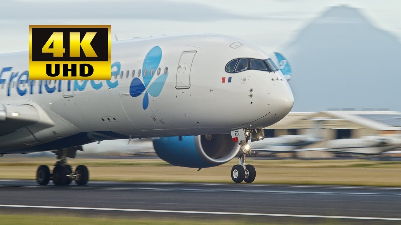 FrenchBee (Airbus a350-900 F-HREV). Taking off from Tahiti (NTAA) in 4K. 05/09/2019.
