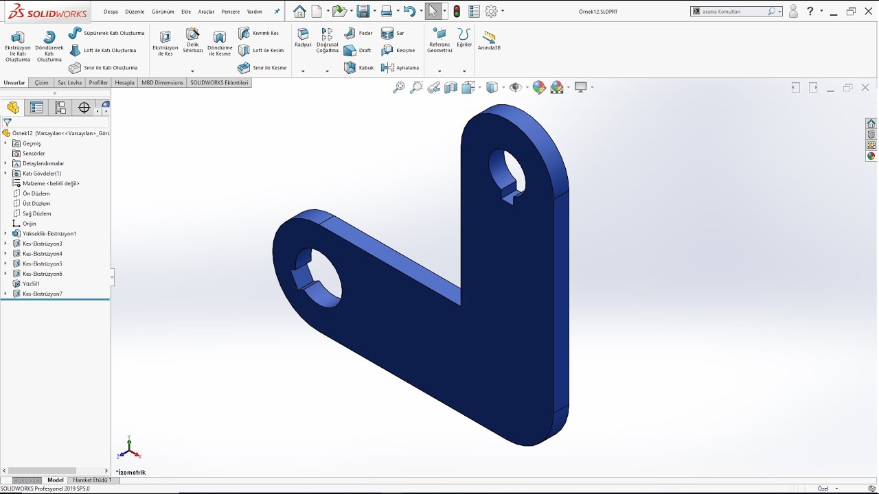 SolidWorks Örnek Çizim #12 (3D solid model example)
