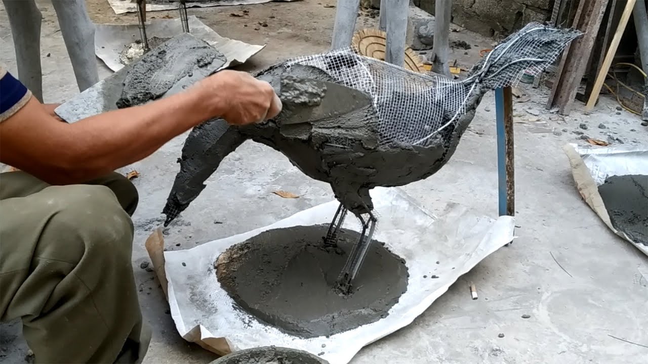 Technique of creating art with construction cement materials - Amazing creative craft