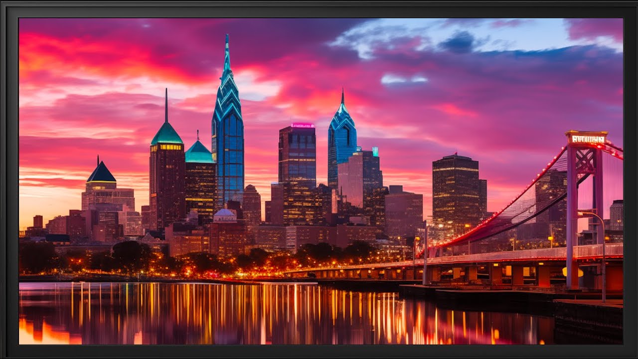 Frame TV Art - Philadelphia City Skyline | Philly Smart TV Artwork | City TV Screensaver | City Art