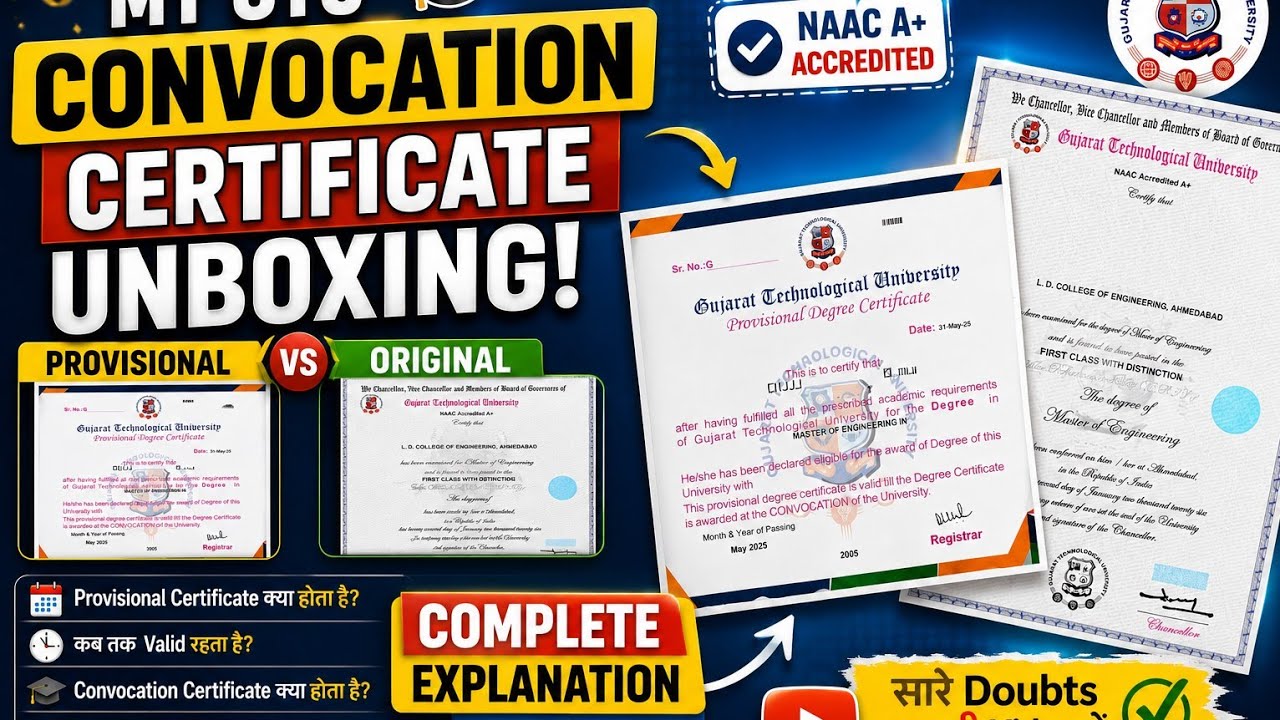 My GTU Convocation Certificate Unboxing 🔥| Provisional vs. Original Degree Explained