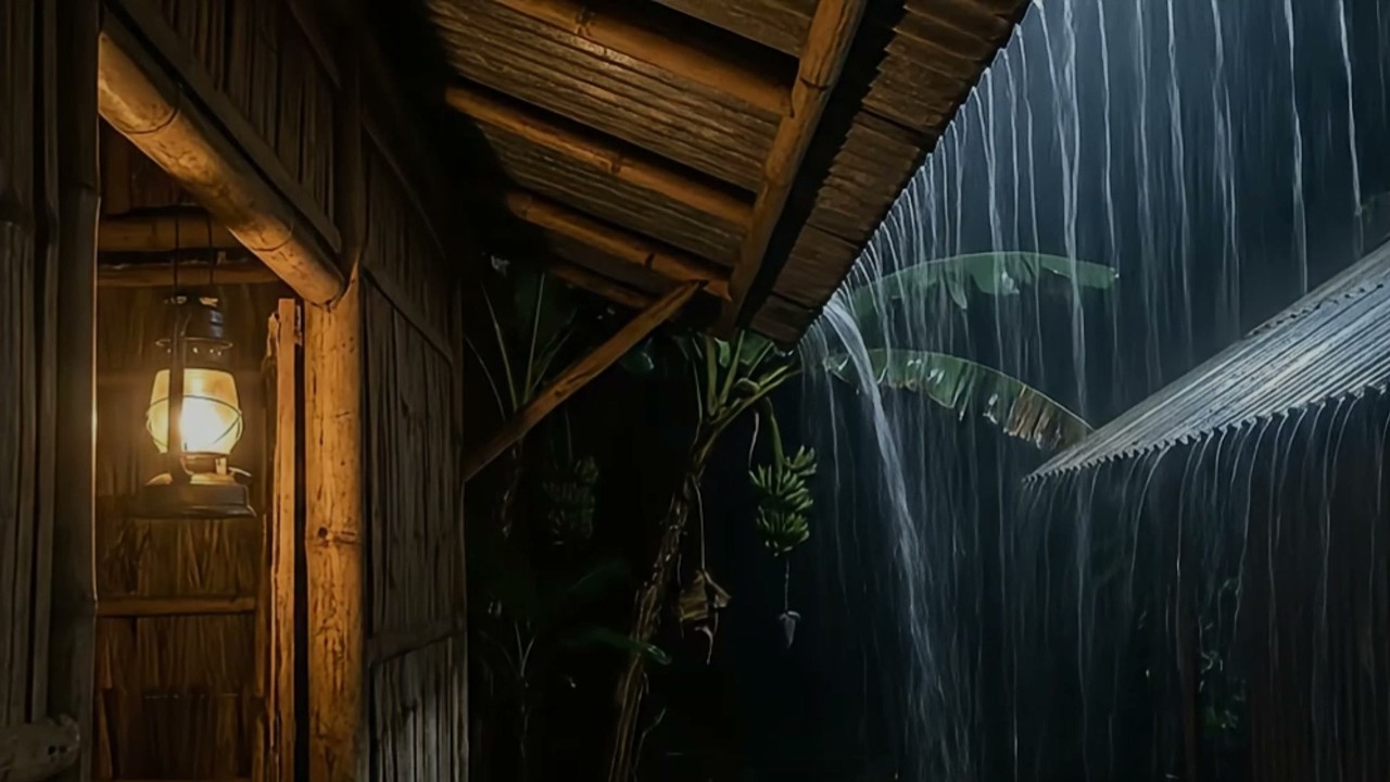 Relaxing Rain on a Tin Roof at Midnight | 8 Hours No Music