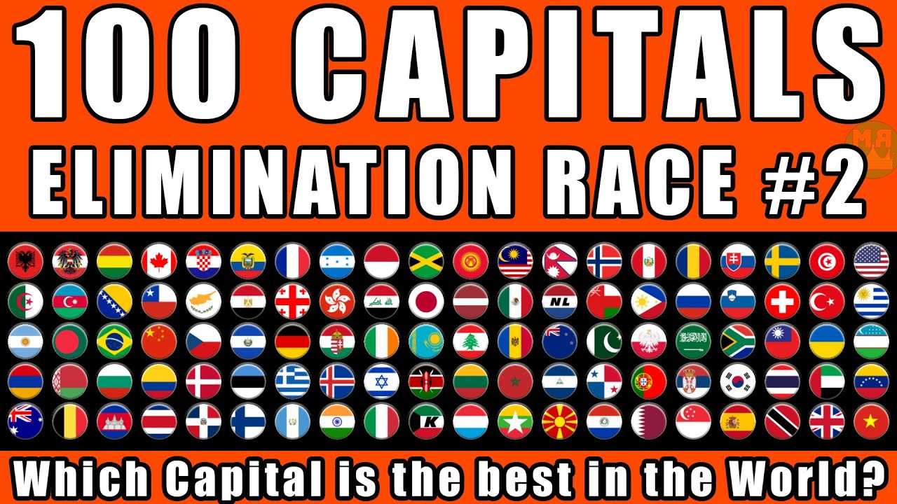 100 Capitals Elimination Marble Race in Algodoo #2 \ Marble Race King