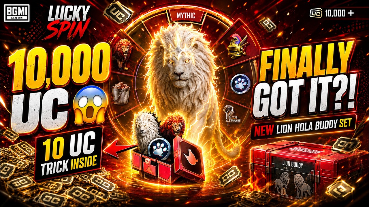 NEW Lion Hola Buddy Set Lucky Spin in BGMI 🔥 Full Rewards & UC Opening!