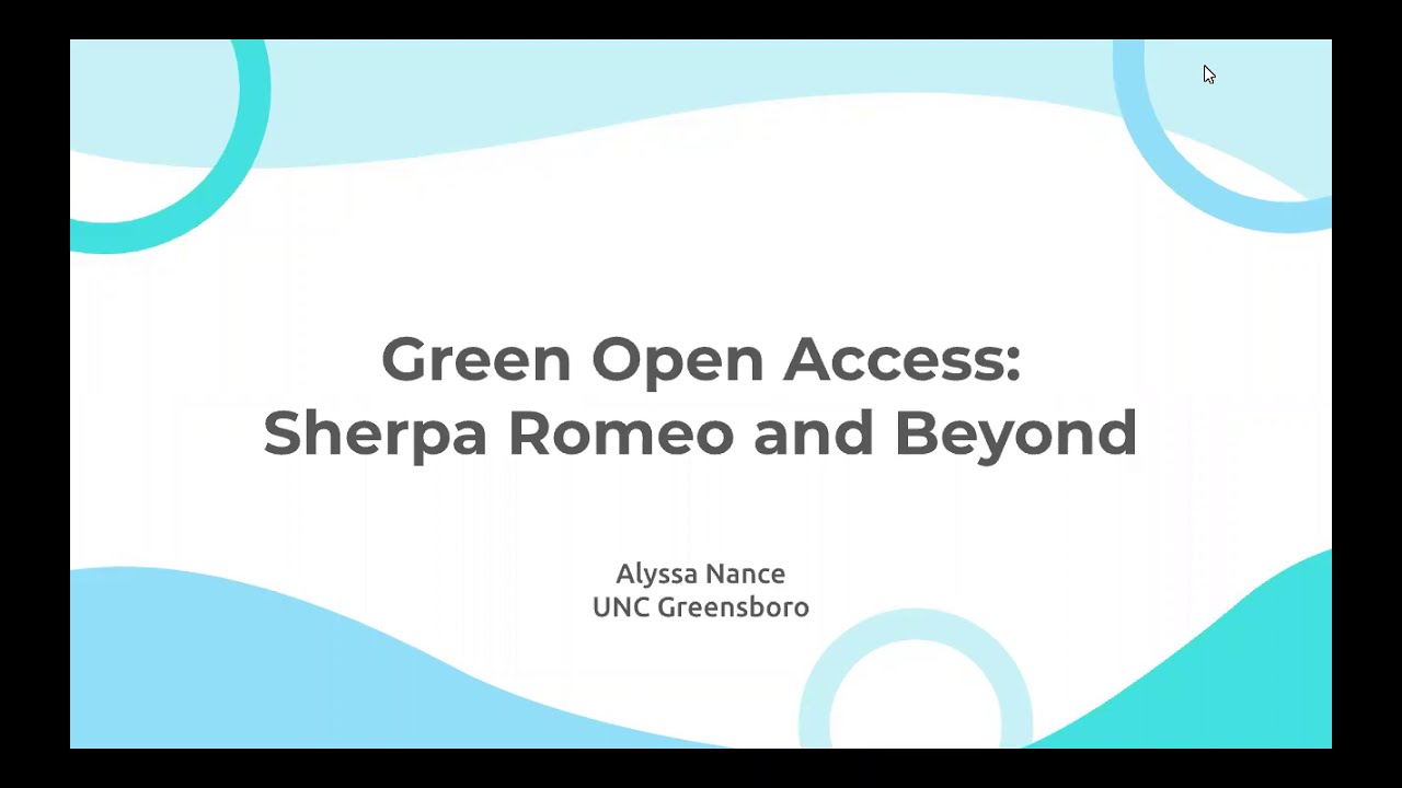 UNCG Libraries ULVLC: Green Open Access: Sherpa Romeo and Beyond