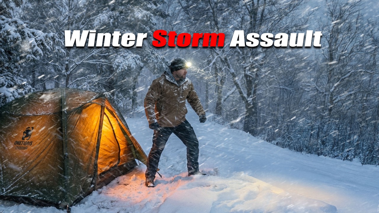 Heavy Snow Attacks - Winter Storm Camping Adventure