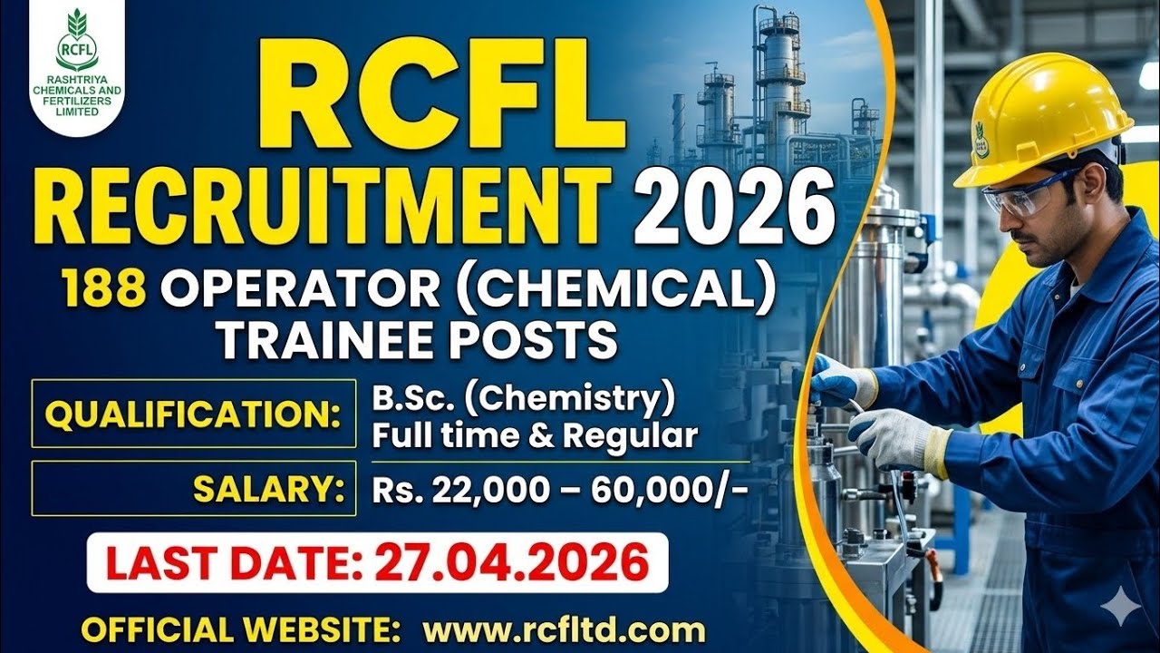 RCFL Recruitment 2026 | 188 Operator (Chemical) Trainee Posts
