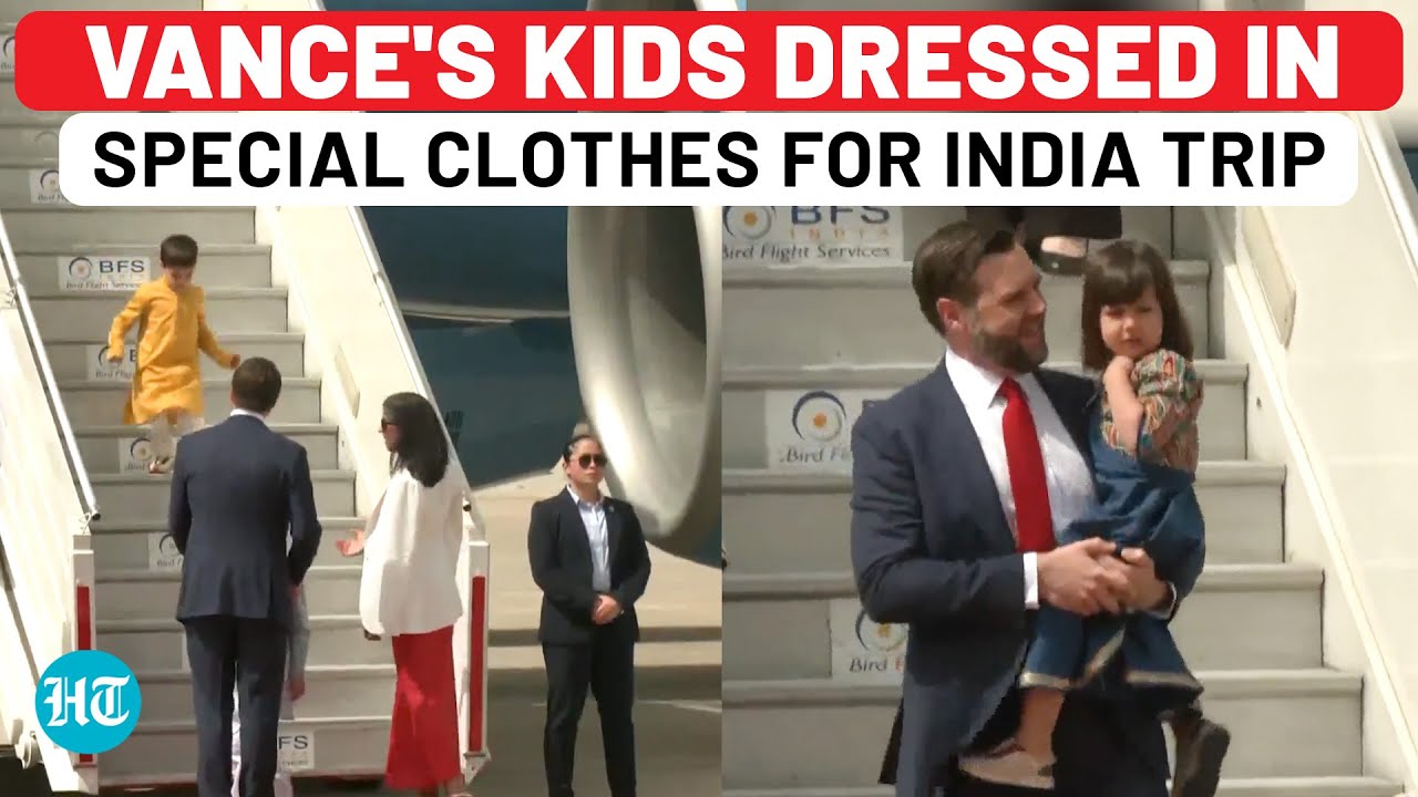 On Cam: JD Vance's Kids Dressed In Special Clothes For Big India Trip | US| Trump |PM Modi| Kurta