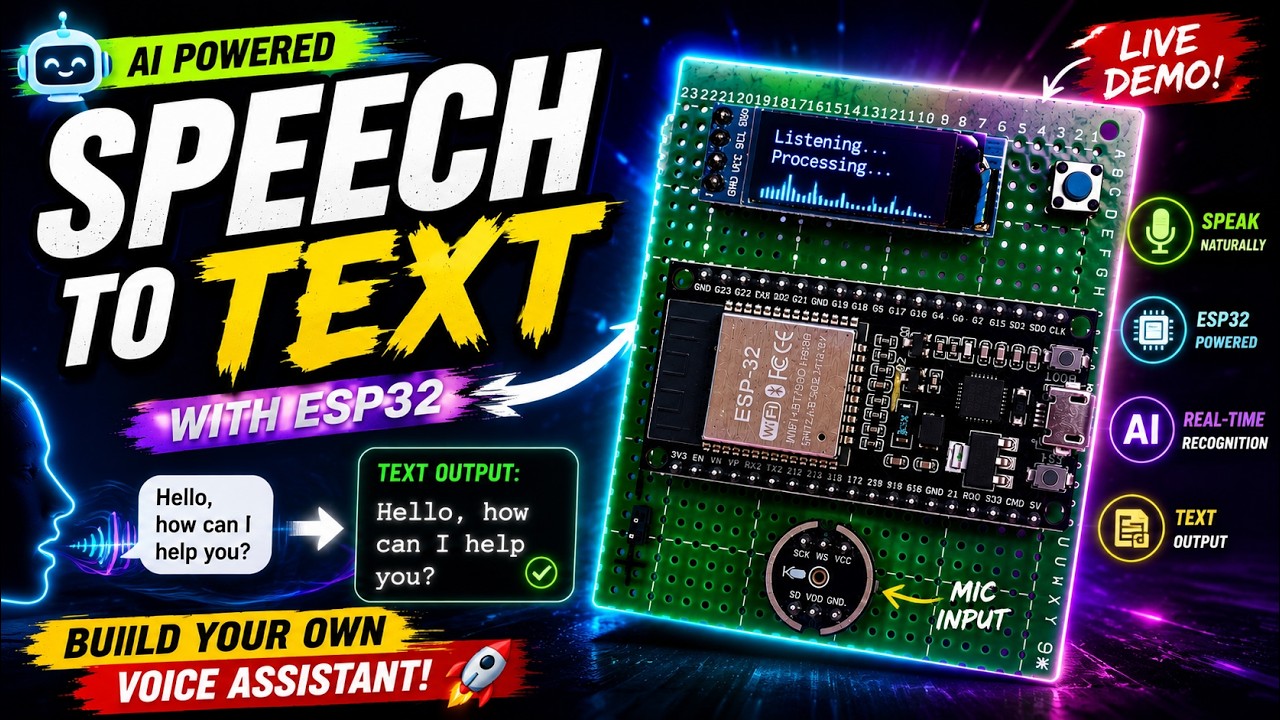 Преобразование речи в текст на базе ESP32 | Проект распознавания голоса в реальном времени