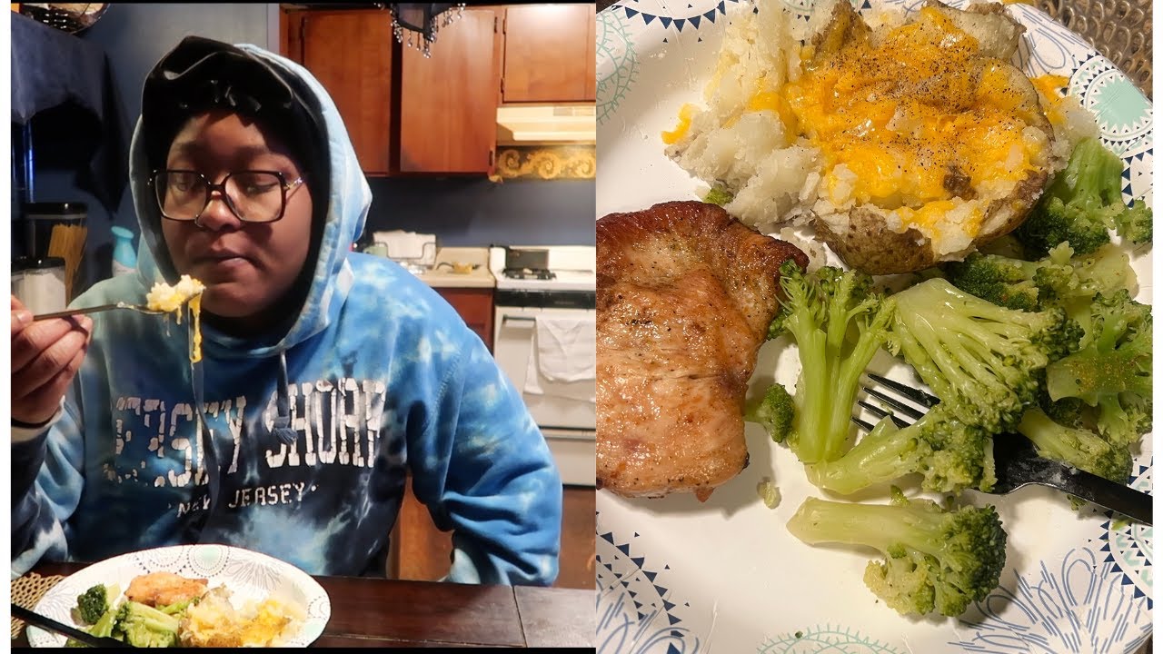 MUKBANG OF 2026 - BAKED CHICKEN , BROCCOLI AND BAKED POTATOES