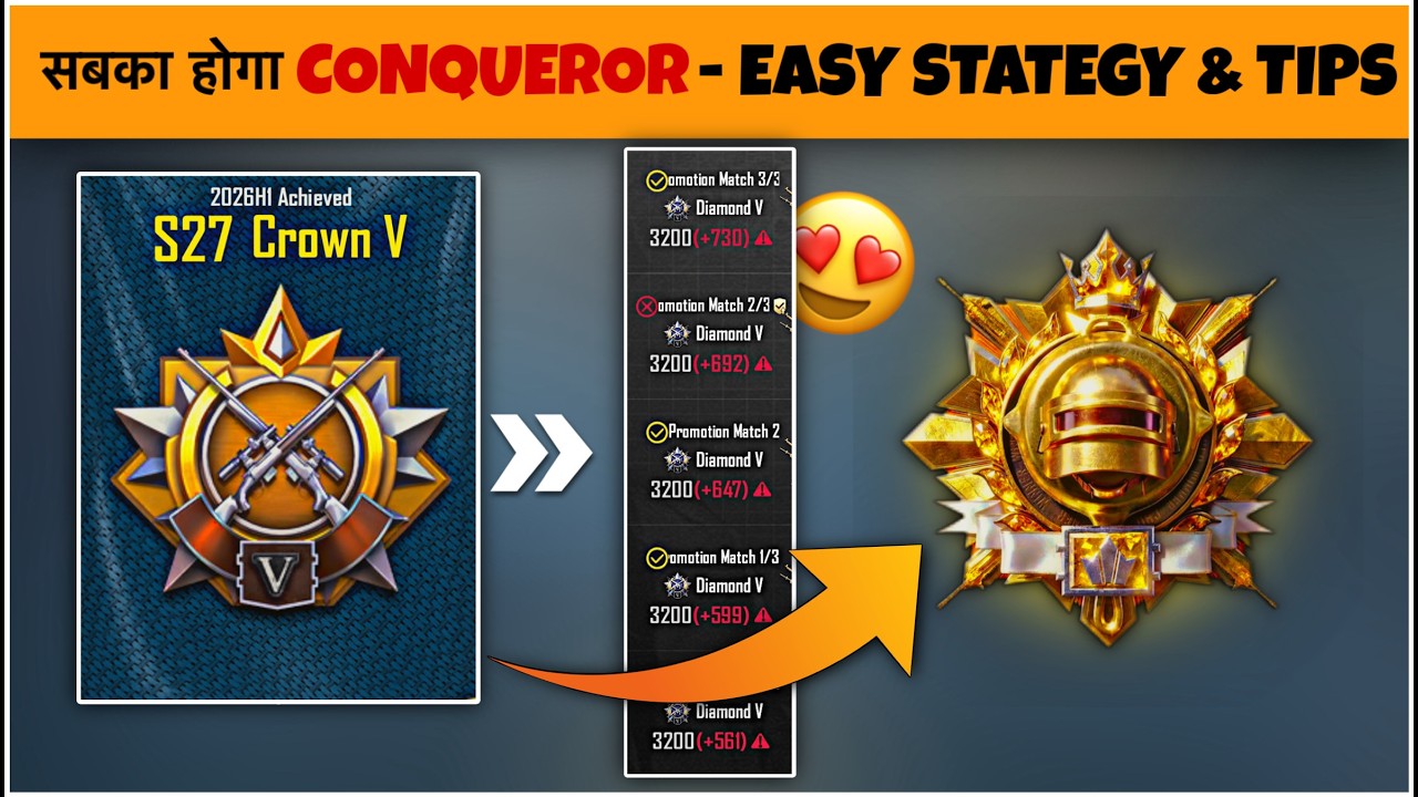 How To Reach Conqueror ⁉️ Easy S27 Rank-Push Platinum/Diamond To Conqueror Tips & Daily Target ✅