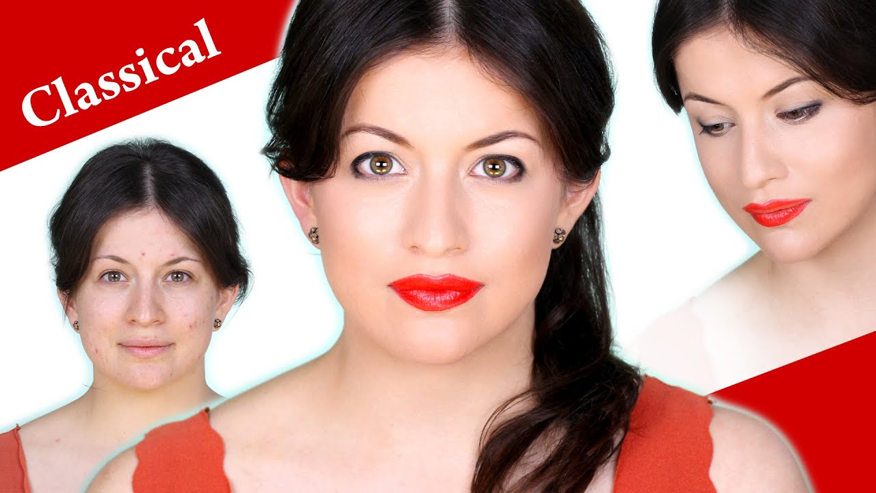 Classic NIGHT OUT Makeup tutorial on PUPPY hazel eyes ROUND face and PALE skin