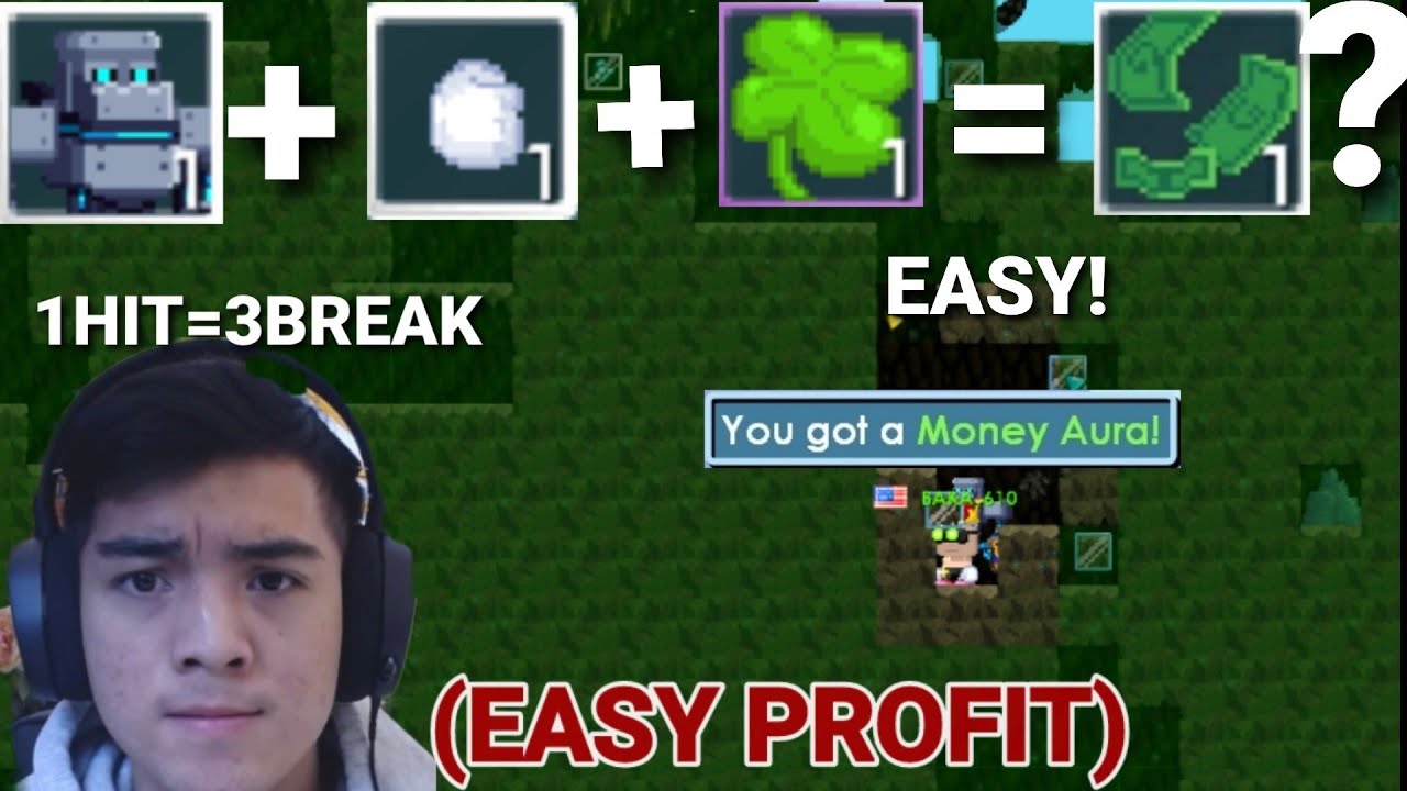 Mining Mech + Rayman Fist + Lucky Clover = EASY MONEY AURA! (EASY PROFIT) OMG!! - Growtopia