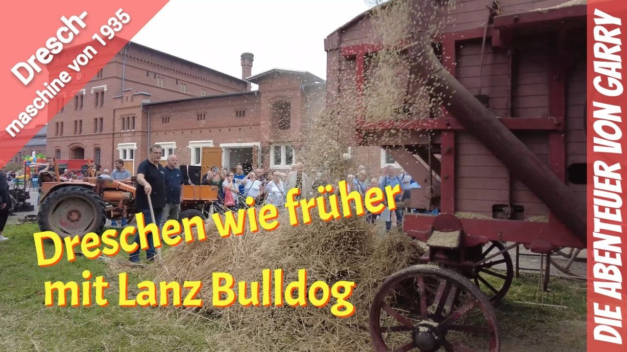 Dreschen wie fr&uuml;her mit einem Lanz Bulldog