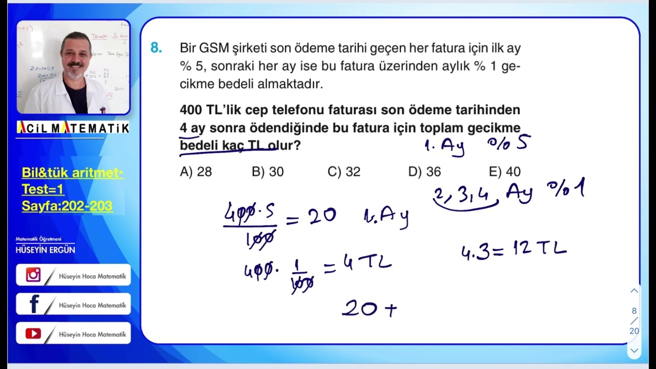 ACİL YAYINLARI MATEMATİĞİN İLACI TYT SORU BANKASI Biliçli tüketim aritmetiği test:1 sayfa:202-203