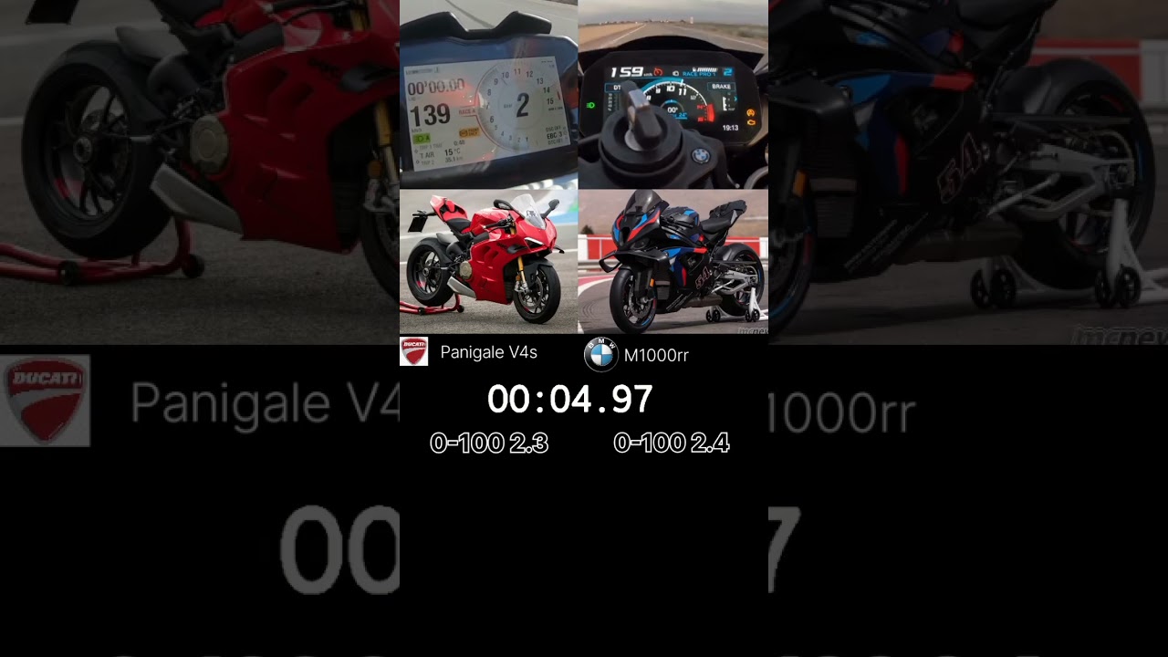 panigale v4s vs m1000rr 0-100 #ducatipanigale #bmws1000rr #motorcycle