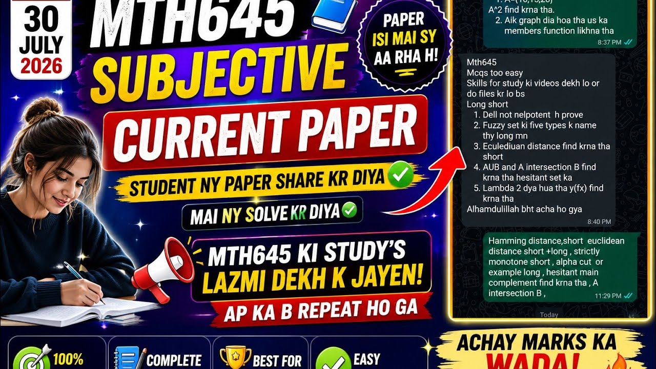 Mth645finaltermcurrent paper|mth645subjective finalterm#mth645#fyp#viral#views#mth645currentpaper.