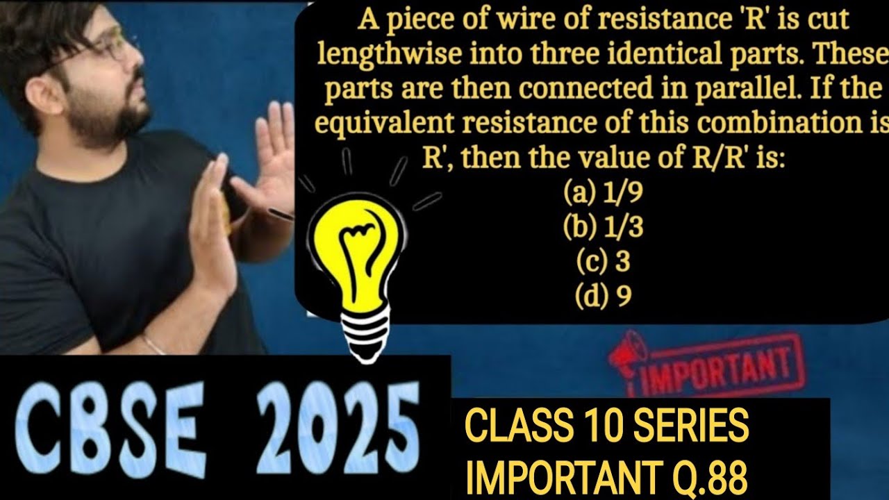A piece of wire of resistance R is cut lengthwise into three identical parts These parts are then co