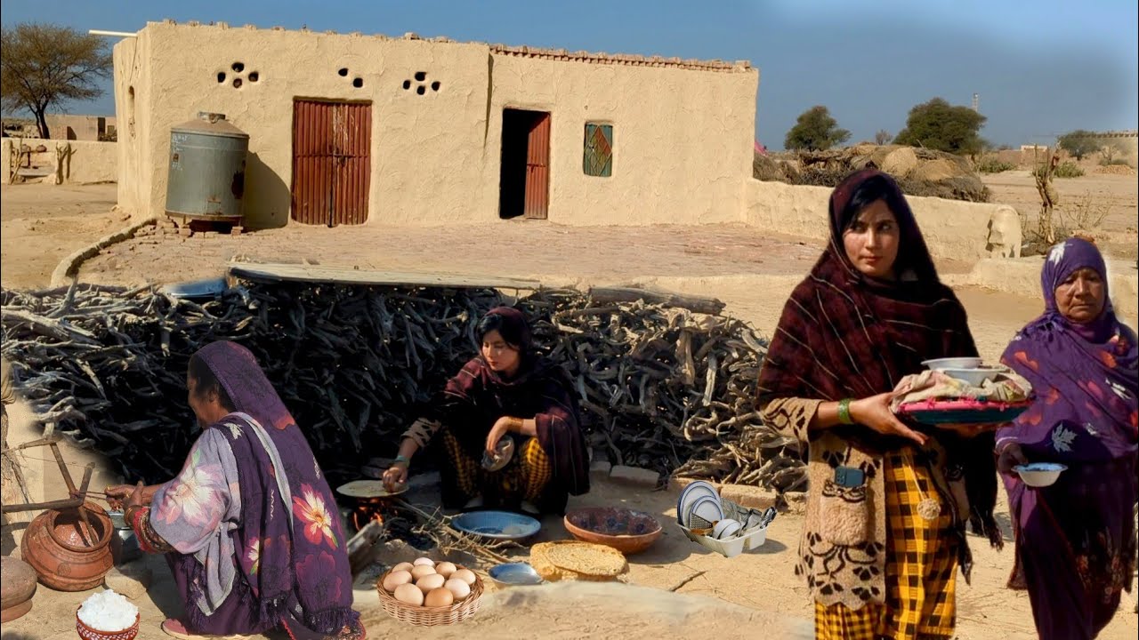 ancient village life Pakistan | village women morning in desert | village traditional food