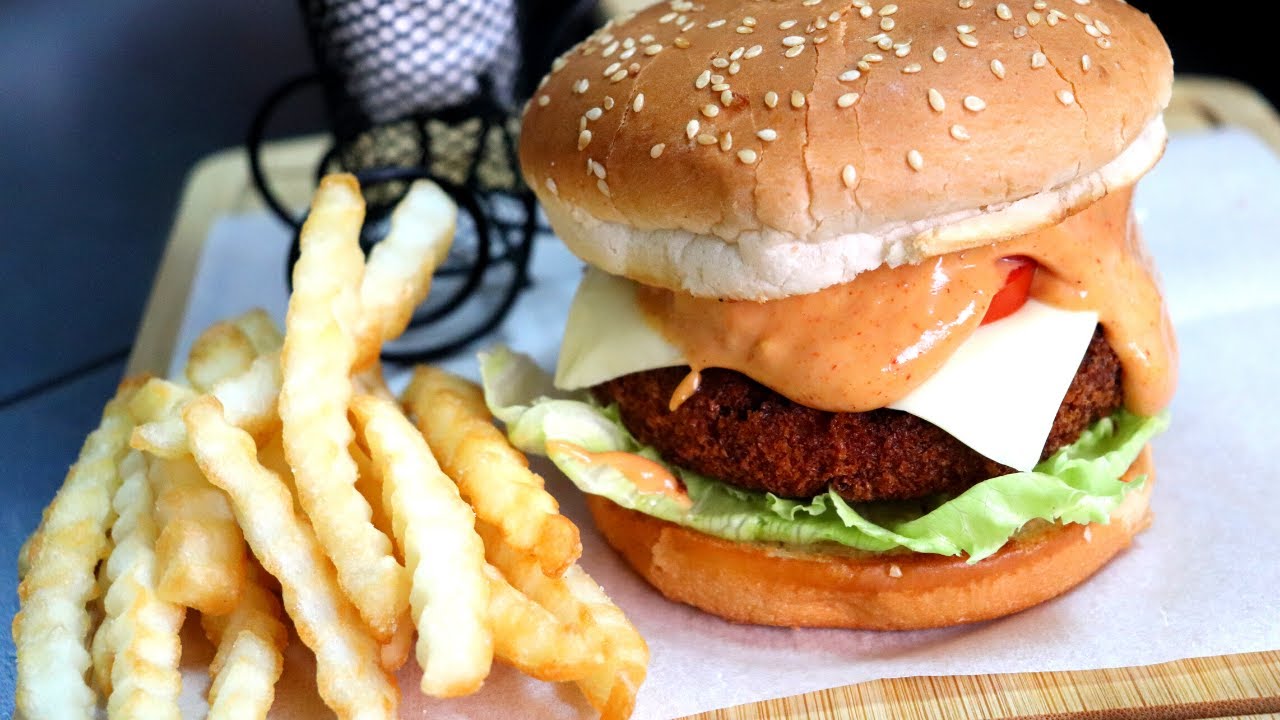 Yummy Veg Burger with homemade special sauce
