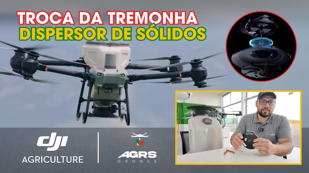 Dispersor de S&oacute;lidos - Troca de Tremonha (Alta para Baixa Vaz&atilde;o) - DJI AGRAS T40