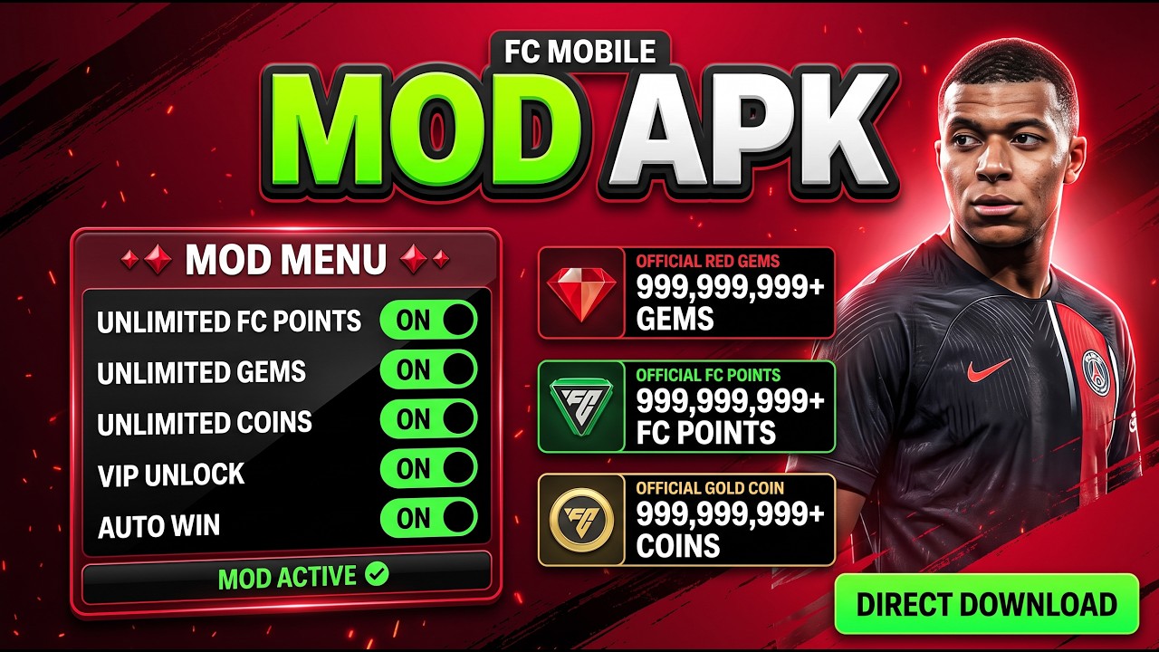 NEW FC Mobile 27.0.04 MOD APK | Unlimited Gems & FC Coins MOD MENU Gameplay