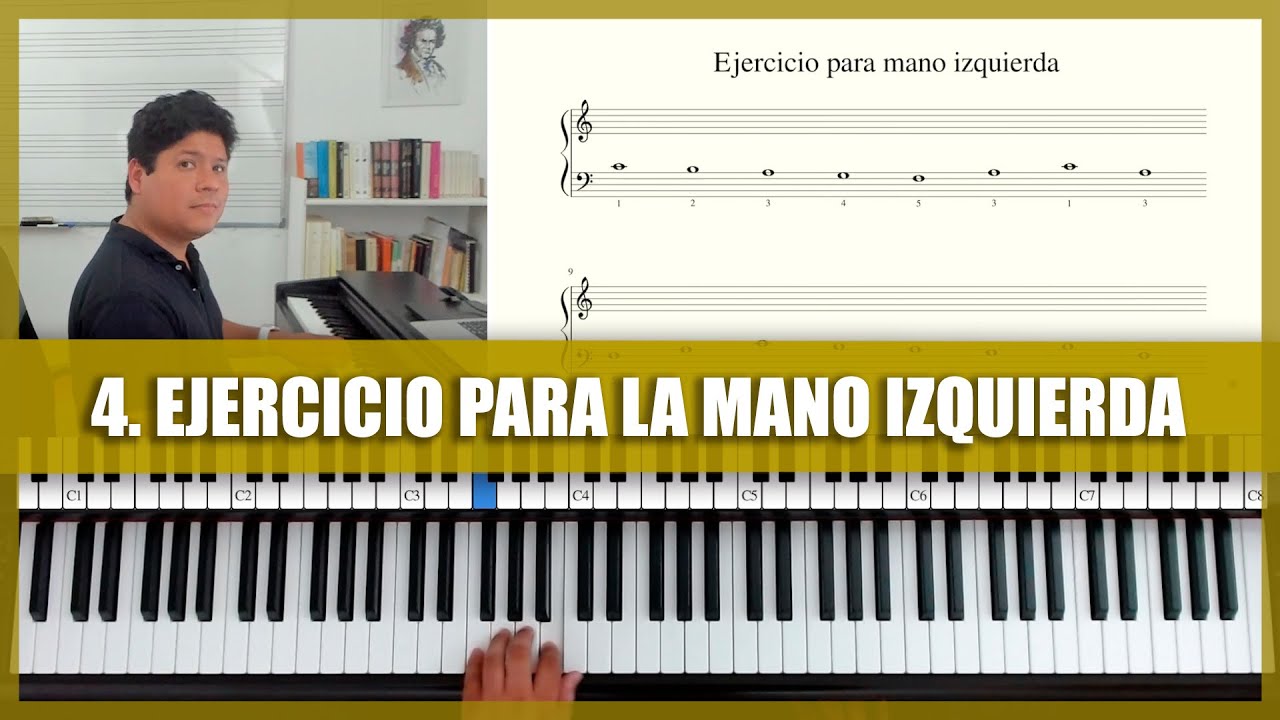 4. CURSO COMPLETO DE PIANO 🎹: EJERCICIO PARA LA MANO IZQUIERDA Y CLAVE DE FA