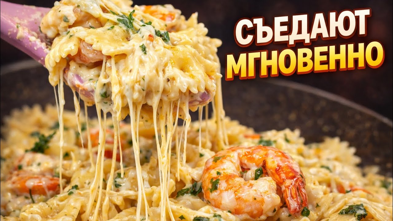 ✅Этот сливочно-сырный соус с креветками меняет всё ! #food #рецепты 
