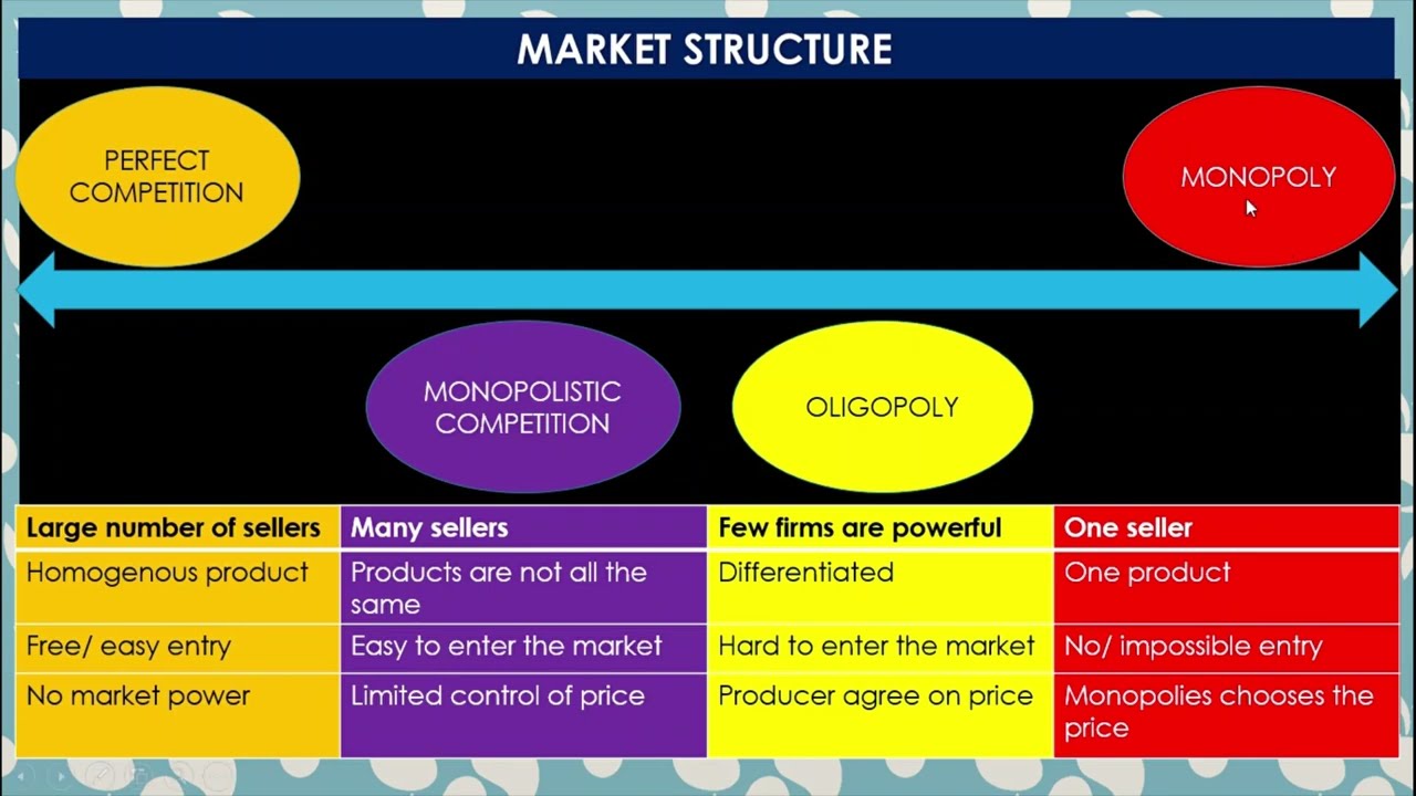 MARKET STRUCTURES/PERFECT COMPETITION/MONOPOLISTIC COMPETITION/OLIGOPOLY/MONOPOLY