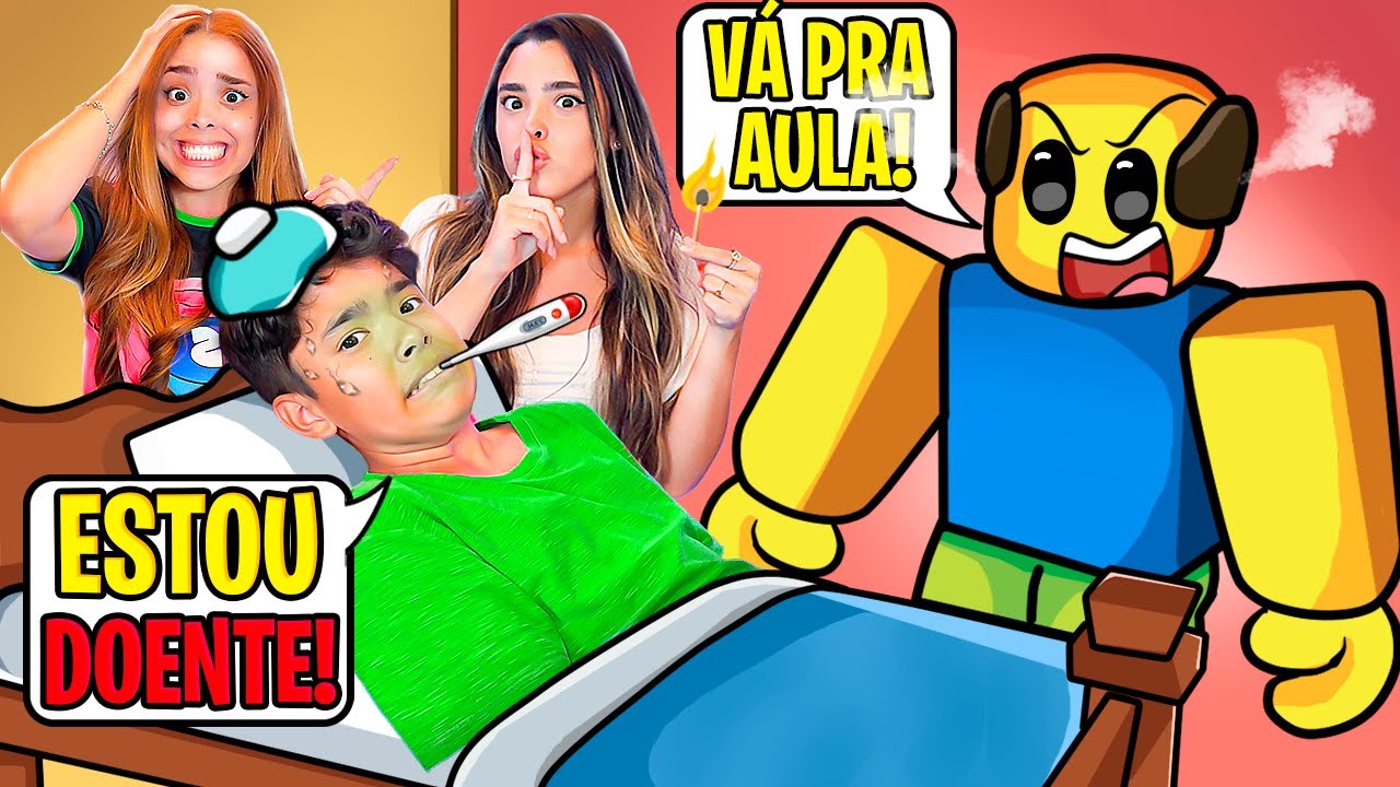 FINGI ESTAR DOENTE para NÃO IR PRA ESCOLA no Roblox 🔥 Estevão, Milla e Milly #soporcausa