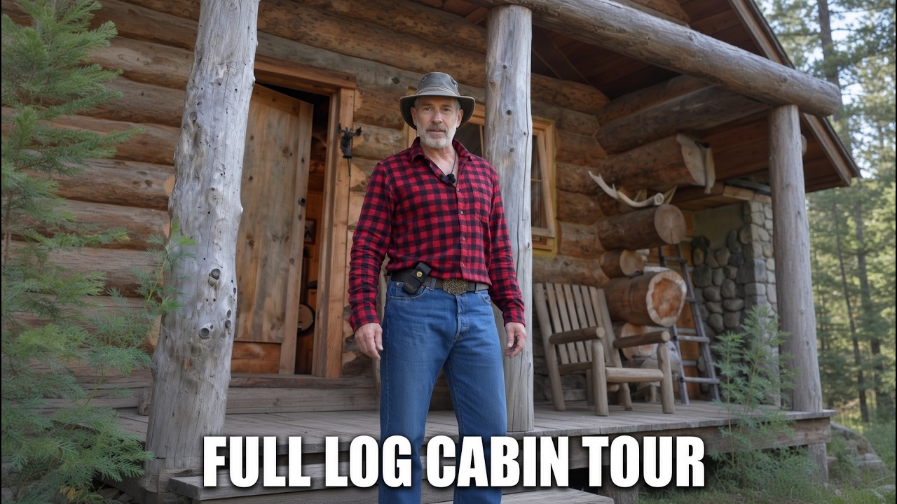 I Built This Off-Grid Log Cabin Alone With Hand Tools (Complete Walkthrough)