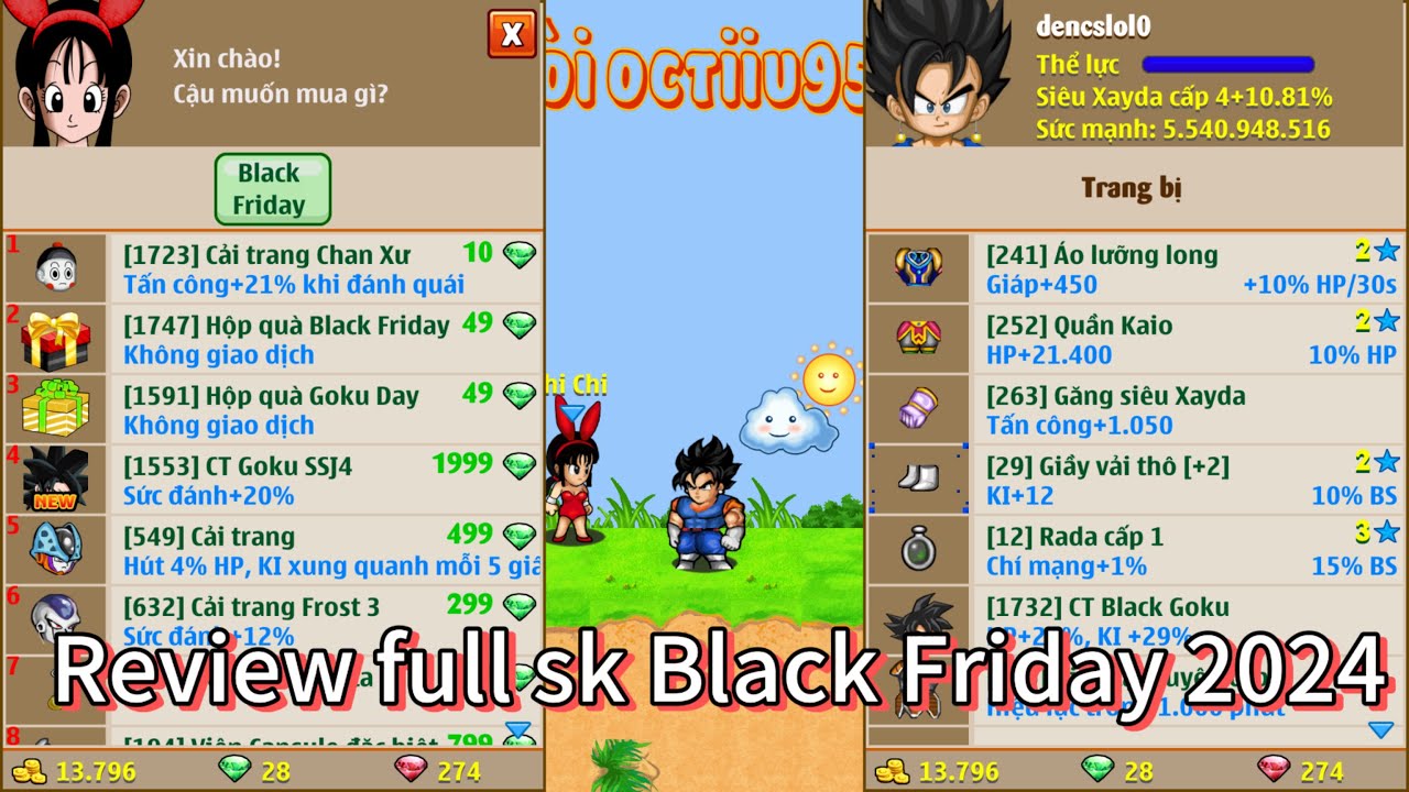 Ngọc Rồng Online - Chơi full sự kiện black friday 2024 v&agrave; c&aacute;i kết