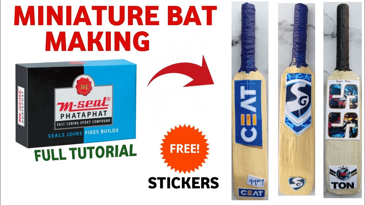 Miniature Cricket Bat Making with M-Seal/clay | IPL 2025 Special | CSK MI RCB Team Bat DIY Craft