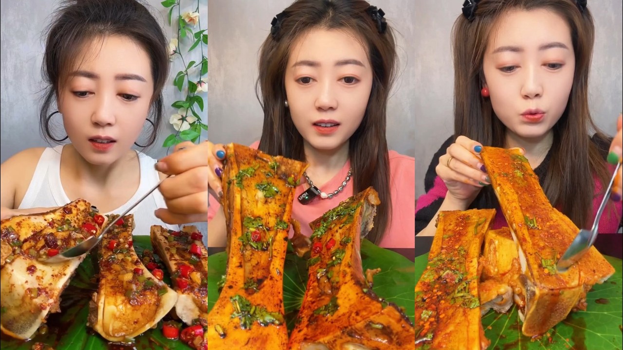 Asmr Chinese Bone Marrow Mukbang | 중국골수 먹기 먹방 | 중국먹방/골수먹방/골수먹기 먹방 | 쇠고기골수 먹방 | 중국음식 먹기 쇼 #818