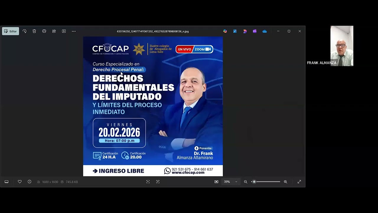 CURSO ESPECIALIZADO/DERECHOS FUNDAMENTALES DEL IMPUTADO Y LIMITES DEL PROCESO INMEDIATO