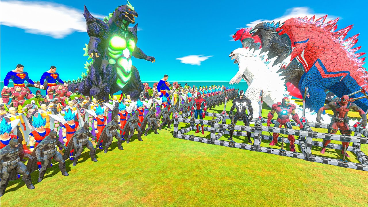 SUPER Godzilla x SUPERMAN revolt battle with Superhero vs Godzilla to rescue Spiderman x his friends