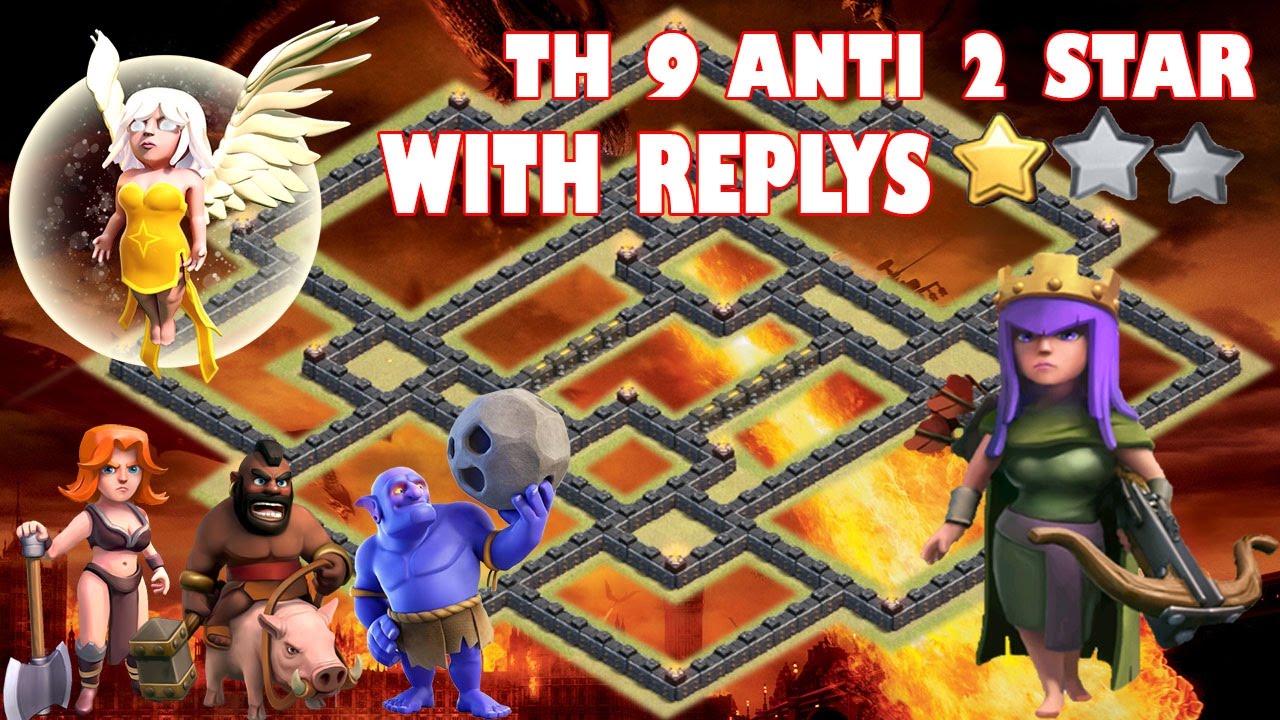 Clash of clan TH 9 war base world best anti 3 star base 2016