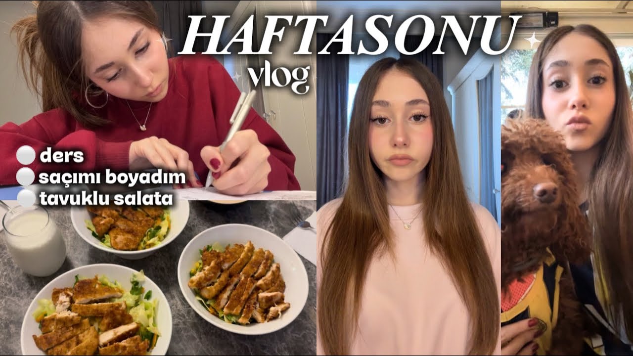 HAFTASONU GÜNLÜK VLOG | ders, saçımı boyadım, tavuklu salata yaptım | Simaliskoo