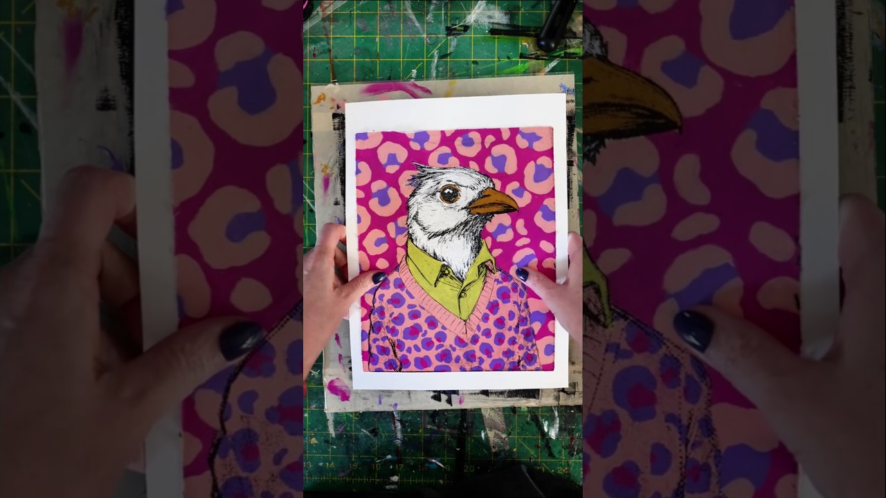 Making a Pop Art Bird with Gelli Plate & Image Transfer! #birdart #arshorts #artvideo #gelliplate
