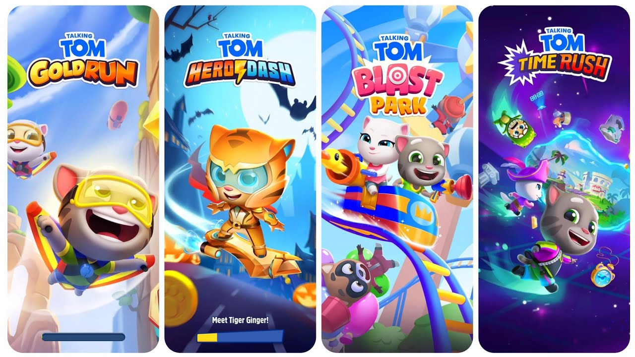 Talking Tom Gold Run vs Talking Tom Hero Dash vs Talking Tom Blast Park vs Talking Tom Time Rush