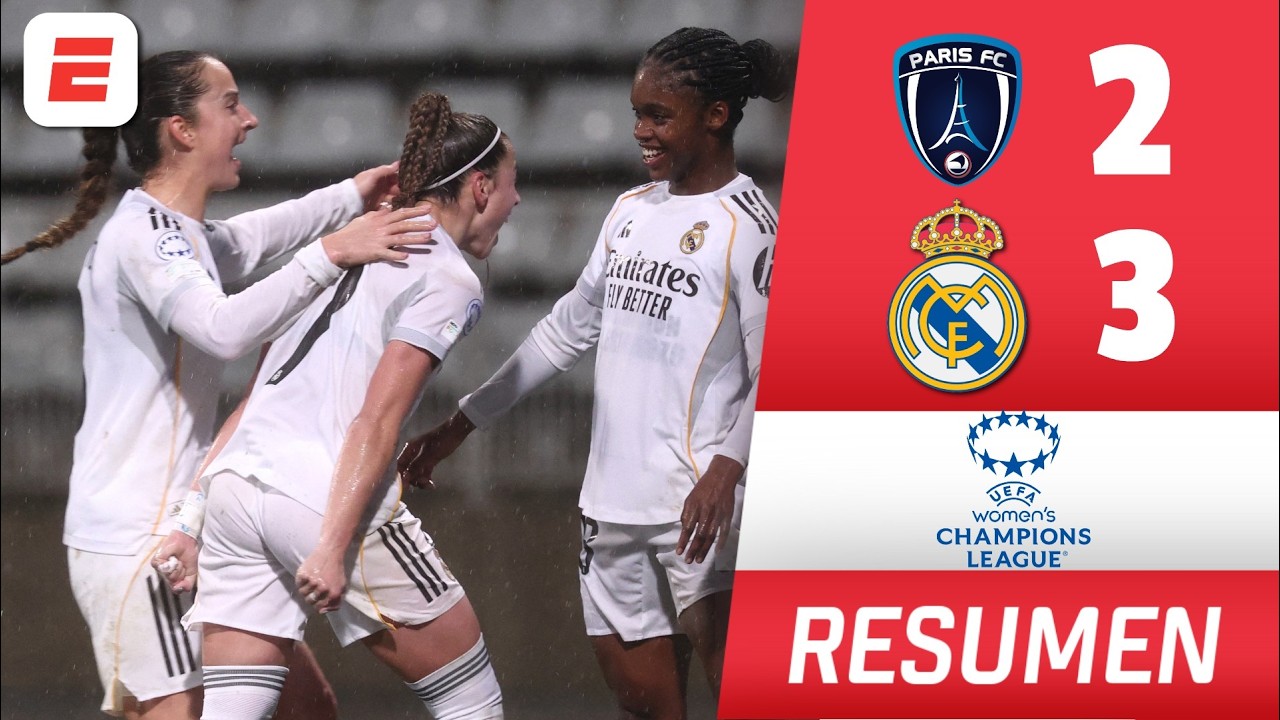 Con Linda Caicedo de FIGURA el REAL MADRID venció 3-2 al Paris FC | Champions League Femenina