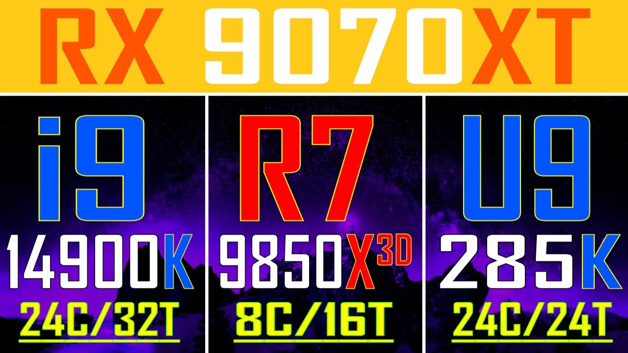 ULTRA 9 285K vs RYZEN 7 9850X3D vs INTEL i9 14900K || PC GAMES TEST ||